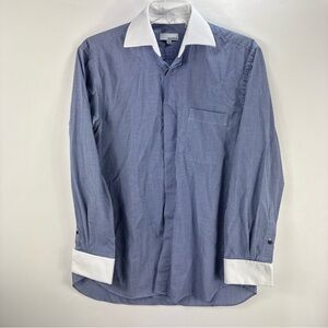 Modena Men's Checkered Dress Shirt Blue and White